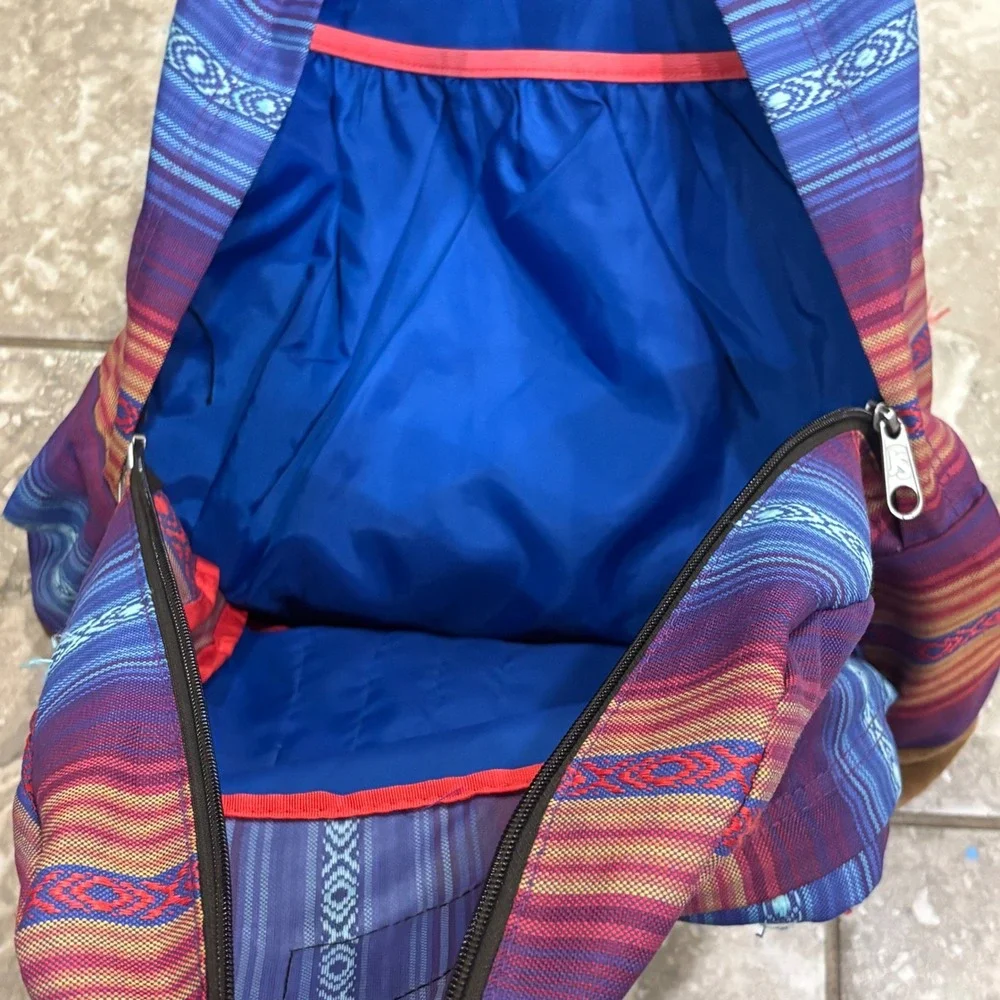 JanSport Originals Backpack Southwestern Stripe Canvas Suede Bottom Blue Purple